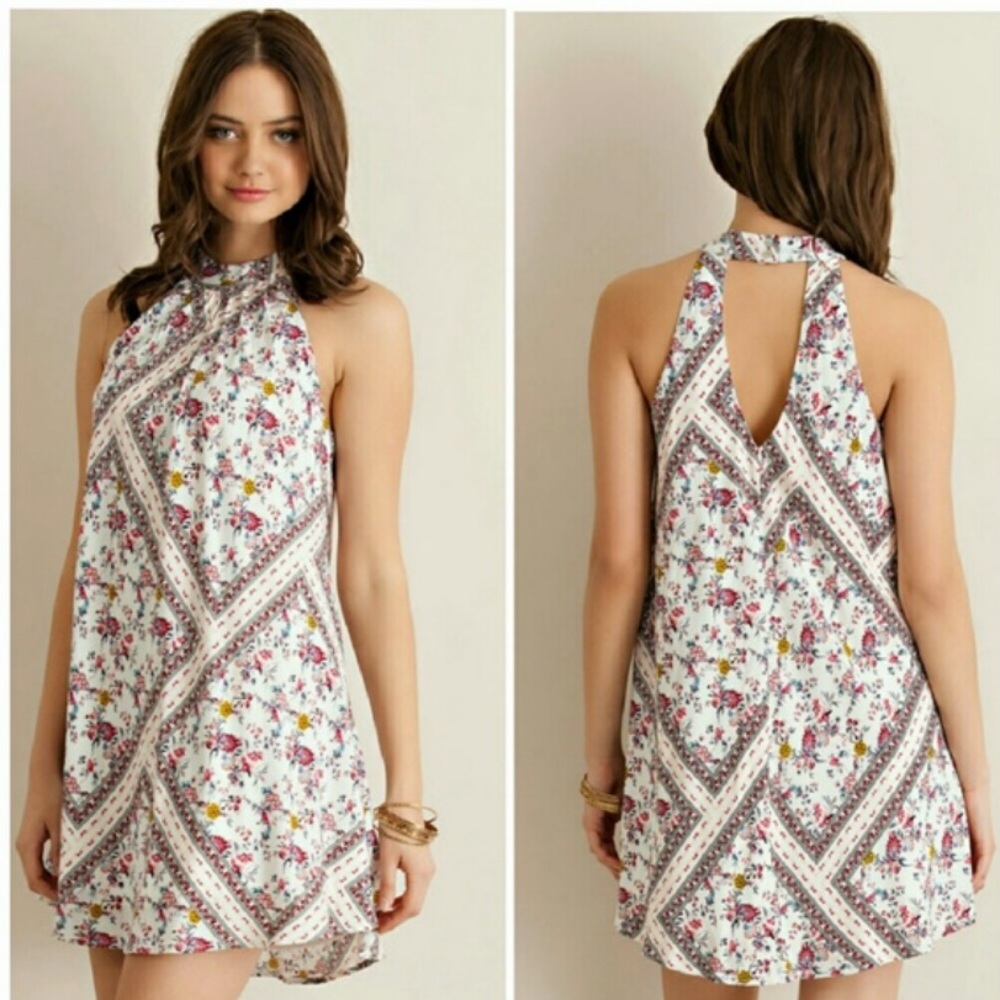 Woman’s Floral High Neck Racerback Dress